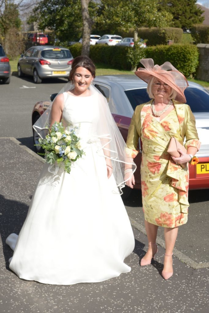 Yvonne and her mother arrive at St Peter's Church