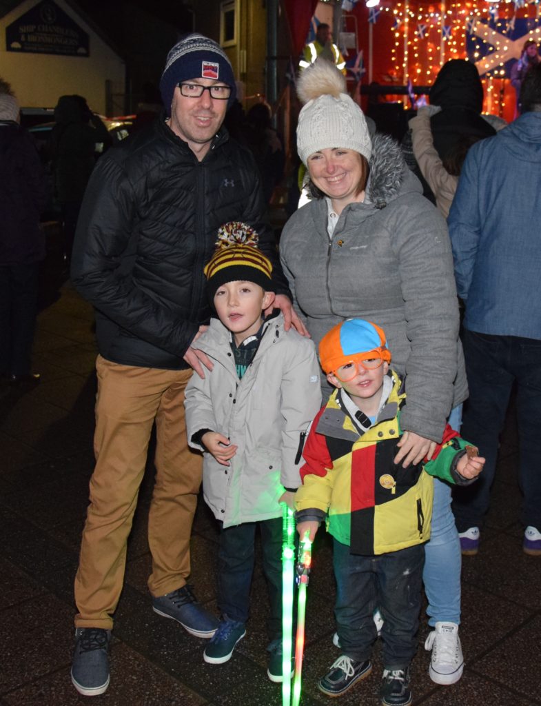 Jamie Graham and Elaine Ross got into the festive spirit with their children, Ollie, six, and Addie, four.