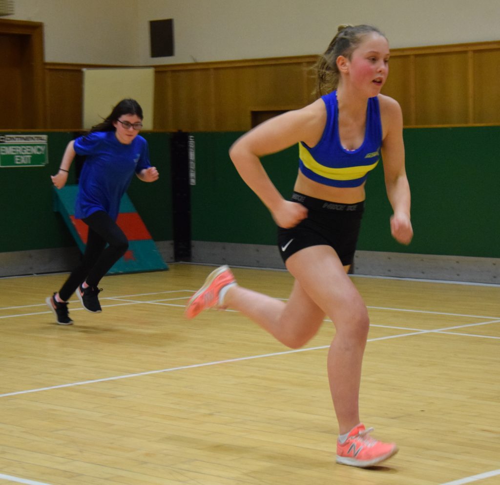 Violet Campbell races against Rianne Coffield in Campbeltown.
