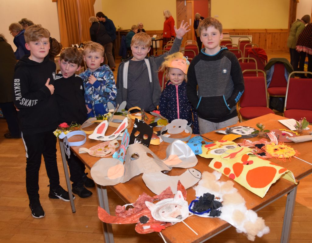 Some of the primary and pre-five children who made masks for the show.