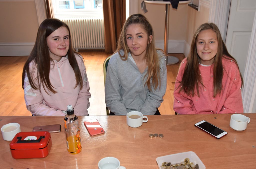 New recruits Heather Millar, Caitlin Russell and Chloe McPhee welcomed guests to the coffee morning.