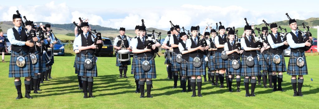 Kintyre Schools Pipe Band paraded at the start of the games.
