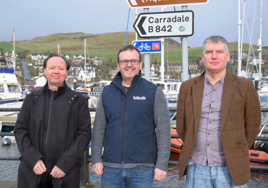 From left: Iain Johnston, Niall Macalister Hall and Nick Fletcher of Explore Kintyre and Gigha.
