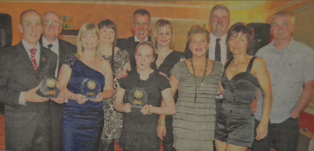 In 2010: All the award winners at the South Kintyre Sports Awards ceremony with David Laing of the Scottish Association of Local Sports Councils.