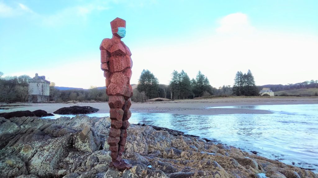 GRIP with his temporary face covering.
