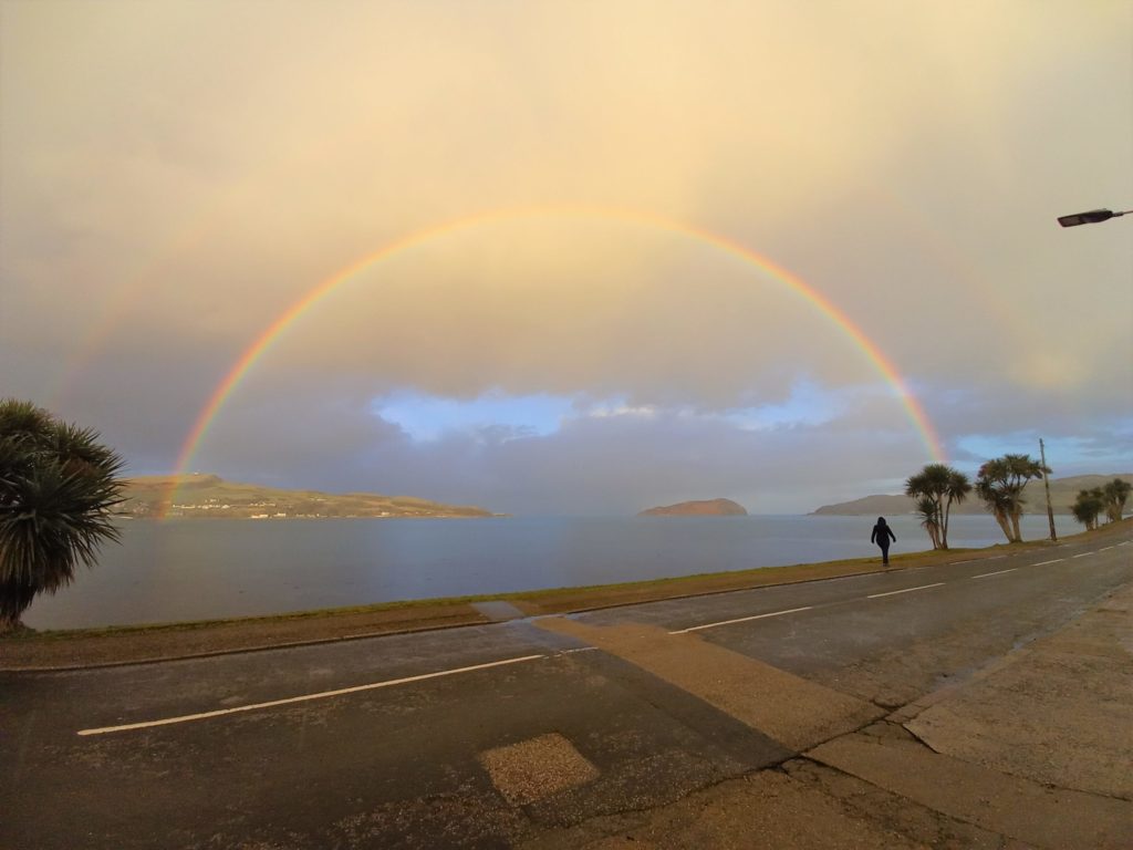This week's photograph of a double rainbow over Davaar was sent in by Carole Tait.