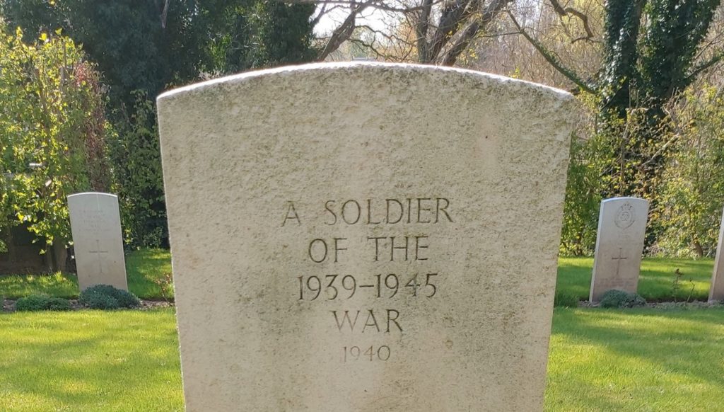 The gravesite of the unknown St Valéry soldier, presumed to be Len Scott Keller, at the Franco-British military cemetery in St Valery-en-Caux.
