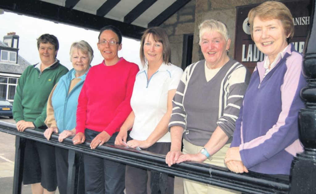 In 2011: Machrihanish Golf Club's ladies competed in their annual Ladies Charity Open. Playing to raise funds for Bonnie Babies, they raised a total of £230. Ladies' captain Valerie MacKay thanked everyone who helped over the course of the day. Played in a Stableford format, the competition was won by Mary MacIntyre, third from the right, and the scratch winner was Lindsay Ramsay, third from the left. They are pictured with the rest of the main prize-winners.