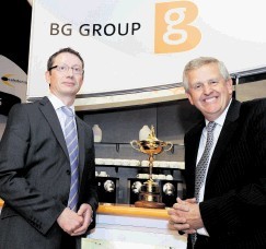 Colin Montgomerie, right, with Neil McCulloch of BG Group