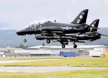 ERA ENDING: Hawk aircraft arrive at RAF Kinloss for the last exercise of its type at the base  for weapons instructors. Gordon Lennox