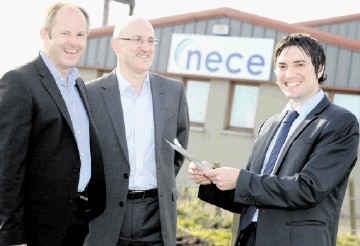 GROWTH STRATEGY: From left, Willie Rennie, Andy Bruce and Andy James, at Nece’s HQ.