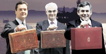 THREE WISE MEN? From left, Chancellor George Osborne and predecessors Alistair Darling and Gordon Brown, who are accused of harming the industry