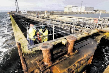 MASSIVE PROJECT: Work begins on the upgrade of the  16,000-tonne  drydock gate at the Nigg Energy Park