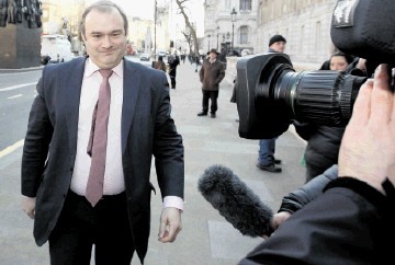 NEW MAN: Ed Davey arrives at the Cabinet Office  after Downing Street announced his appointment