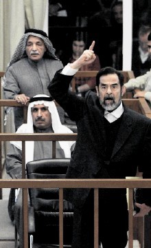 Former Iraqi president Saddam Hussein in court in 2006