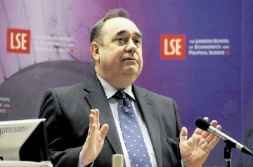SPREADING THE WORD: First Minister Alex Salmond  speaks at the London School of Economics last night