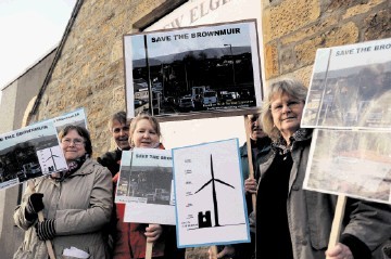 CAMPAIGN: Protesters gather outside New Elgin and Ashgrove Community Hall. Gordon Lennox