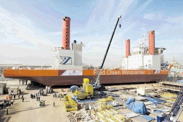 SIX-DAY LAUNCH: Fred Olsen's windfarm construction ship Brave Tern