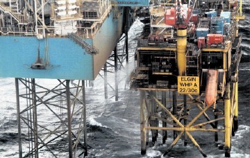 Gas is seen leaking from the Elgin platform