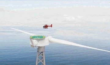 OFFSHORE TESTS PLANNED: An artist impression of 2-B’s twin-blade turbine design