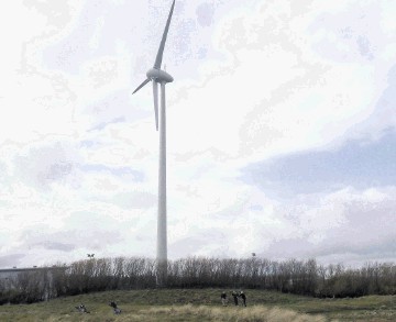 AIR SHOT: The wind turbine overlooking  the Royal Aberdeen golf course