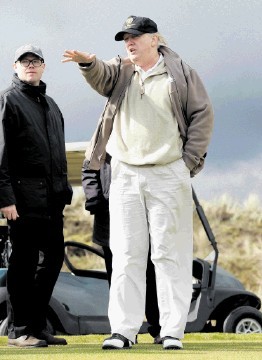 GREENS MAN: Donald Trump looks over his golf course at Menie Estate, near Balmedie. Jim Irvine