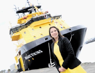 SPECIAL OCCASION: Viking Supply Ships’ human resources director Jeanette Wetterstrom, who named the new ship at Aberdeen harbour yesterday. Kami Thomson
