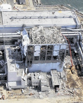 Damaged Unit 4 of the crippled Fukushima Dai-ichi nuclear power plant