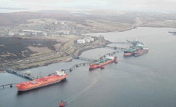 BUSY: Extra production means more tankers passing through Sullom Voe terminal, which boosts revenue for   Shetland Islands Council