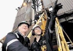 IMPORTANT ASSET: Chief operating officer Ian Sharp, left,  on the Dunlin platform with production engineer Adam Harper