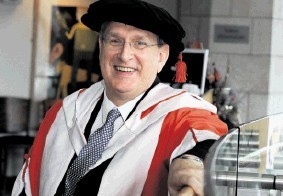 DELIGHTED:  Malcolm Webb, who was handed a doctorate. Jim Irvine