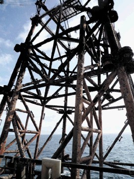 The North Sea Frigg platform being decommissioned.