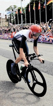 Great Britain's Bradley Wiggins during the Men's Individual Time Trial of the London Olympic Games