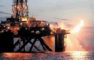 VETERAN: The drilling rig Petrolia flares gas in Irish waters