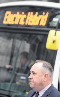 GLIMMER OF HOPE: First Minister Alex Salmond at the announcement in Aberdeen of the introduction of Europe’s largest hydrogen bus fleet