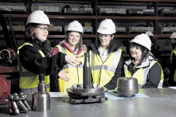 INSPIRING: Katy Crawford, with Mintlaw Academy pupils Abby Thompson, Rebecca Tosh and course co-ordinator Heather Sim