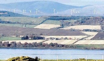 ICONIC LANDSCAPE:  Developer's impression of how the  wind turbines on the slopes of  Ben Wyvis will look
