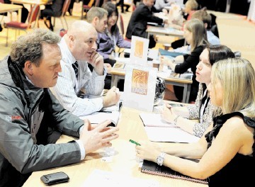 2011 FLASHBACK: Bob Jack and Martin Ward, of Kaefer, have a discussion session with Elaine Skene and Kim Murdoch, of Taqa