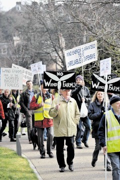 MAKING POINT:  Windfarm protesters on the march in Inverness earlier this year