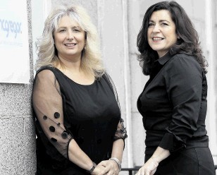 FORMER SCHOOLMATES: Angie McGregor, left, and Jo McGregor