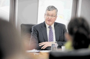 HIGH HOPES: Energy minister Fergus Ewing is in upbeat mood during the announcement of the jobs at the Nigg yard. Sandy McCook
