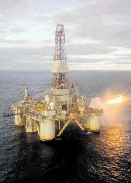 MAIN HURDLE: The Global Sante Fe rig drilling on the Columbus field