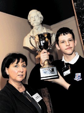 GOING SOLO: Valerie Watts, CEO of Aberdeen City Council, with winner Luke Rodgers, of Northfield Academy