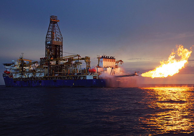 A rig burns gas after a discovery