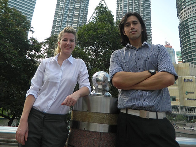 SMS's Kelly Forrest and Addy Yusop at the new SMS office in Kuala Lumpur