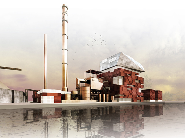 Artist's impression of the £465million combined heat and power biomass plat at Grangemouth