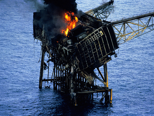 The wreckage of the Piper Alpha platform