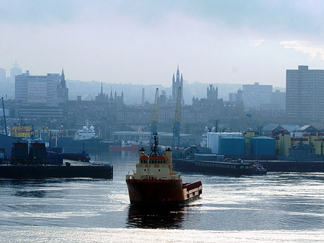 Aberdeen Harbour with the city centre in the background