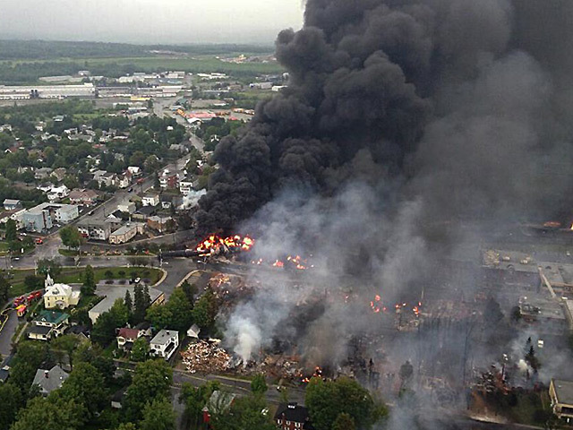 Fires continue to burn in Lac-Megantic after the train derailment