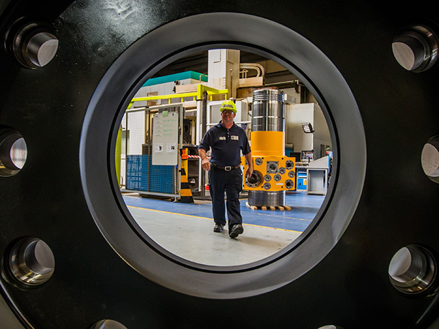 Machinist Alan Smith at the opening of GE's subsea plant in Montrose.